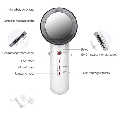 3 In 1 Ultrasonic Far Infrared EMS Facial Body Slimming Massager Skin